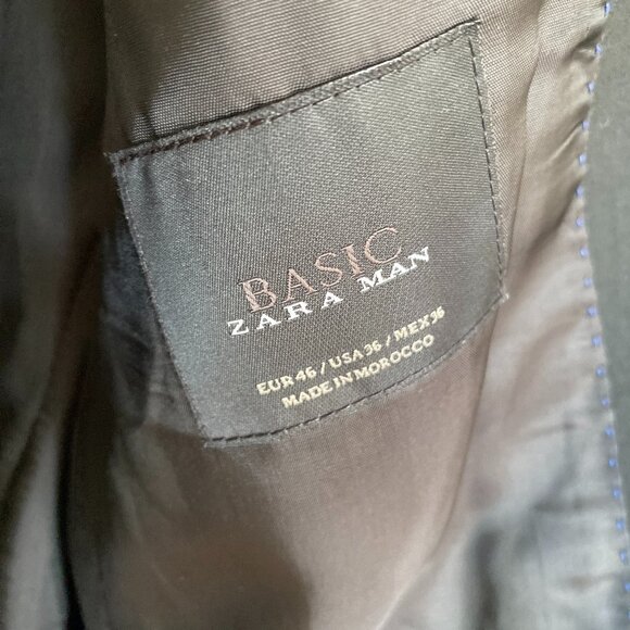 Slim Zara Men's Charcoal Suit - Jacket Size 36, Pants Size 30 - Picture 5 of 6